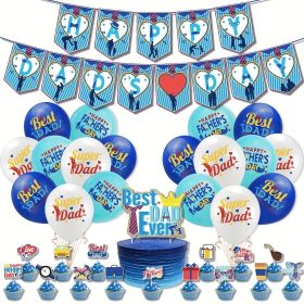 37pcs; Father's Day Theme Party Decoration; Balloons; Father's Day Flag Pulling Cake Card Balloon Set; Holiday Party Decoration; Latex Balloons Home D