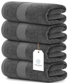 Luxury 4 Pcs Set Bath Towels Large 100% Soft Cotton 700 GSM Absorbent Hotel Bathroom Towel 27X54 inch Dark Gray