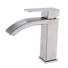 Single Handle Waterfall Bathroom Vanity Sink Faucet with Extra Large Rectangular Spout, Brushed Nickel