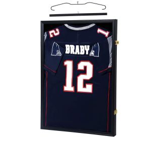 23 in. x 31 in. Matte Black Jersey Shadow Box Jersey Display Case Picture Frame with 2-Hangers (Set of 1)