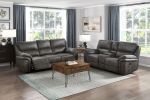 Plush Modern Living Room Sofa Set 2pc Reclining Sofa and Loveseat Gray Microfiber Upholstery Solid Wood Frame Furniture