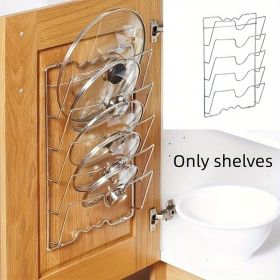 1pc Multifunctional Kitchen Pot and Lid Rack Wall-mounted Storage Rack Cutting Board Storage Rack