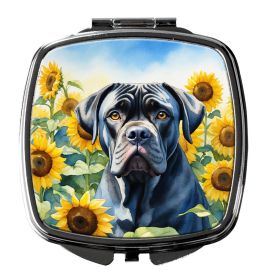 NEW Cane Corso in Sunflowers Compact Mirror Decorative Travel Makeup Mirror for Women Girls Gifts Pocket Makeup Mirror Folding Handheld