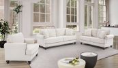 Living Room Furniture, Modern 3-Piece Including Three-Seater, Loveseat and Single Chair,Chenille modern Upholstered Sofa Set, White