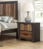 Unique Style Nightstand 1pc Multi-Tone Wire Brushed Finishes 2x Dovetail Drawers Distinct Style Bedroom Furniture