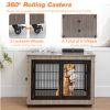 Dog Crate Furniture, Large Dog Kennel, 38"Wooden Pet Furniture with Pull-Out Tray, Home and Indoor Use