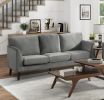 Modern Contemporary 2pc Sofa Set Gray Sofa Loveseat Velvet Upholstery Dark Brown Legs Solid Wood Living Room Furniture