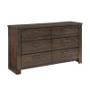 Rustic Style 1pc Dark Brown Dresser of 6x Drawers Black Metal Hardware Wooden Bedroom Furniture