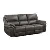 Plush Modern Design Living Room Reclining Sofa Gray Microfiber Upholstery Solid Wood Frame Furniture 1pc