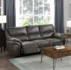 Plush Modern Living Room Sofa Set 2pc Reclining Sofa and Loveseat Gray Microfiber Upholstery Solid Wood Frame Furniture