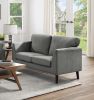 Modern Contemporary 2pc Sofa Set Gray Sofa Loveseat Velvet Upholstery Dark Brown Legs Solid Wood Living Room Furniture