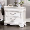 Classic White Color 1pc Nightstand Bedroom Furniture Solid wood Nickel Hanging Pulls 2-Drawers Bedside Table