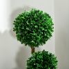 HOMCOM 3ft/35.5" Artificial 3 Ball Boxwood Topiary Tree with Pot, Indoor Outdoor Fake Plant for Home Office, Living Room Decor