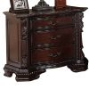 1pc Traditional Nightstand End Table with Three Storage Drawers Brown Cherry Decorative Drawer Pulls Solid Wood Bedroom Furniture