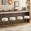 24" Tall, Round Bar Stools, Set of 2 - Contemporary upholstered dining stools for kitchens