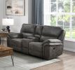 Plush Modern Living Room Sofa Set 2pc Reclining Sofa and Loveseat Gray Microfiber Upholstery Solid Wood Frame Furniture