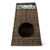 Woven Rattan Cat Litter Box Enclosure Furniture, Rattan Cat House with Cat Litter Box, Detachable Cat Washroom with Cotton Linen Mat for Living Room