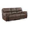 Plush Modern Design Living Room Reclining Sofa Brown Microfiber Upholstery Solid Wood Frame Furniture 1pc