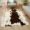 1pc Durable Faux Cowhide Rug - Washable, Low-Pile