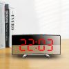 1pc Led Alarm Clock, Mirror Curved Screen, Digital Alarm Clock With Sleep Temperature For Students Bedroom, Living Room, Office And School