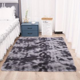 1pc, Tie-Dyed Plush Shag Furry Area Rug for Bedroom, Living Room, Nursery, and Kids Room - Ultra Soft and Fluffy, Washable, Non-Shedding (Color: Tie-dye Dark Gray, size: 35.4*59.1 inch)