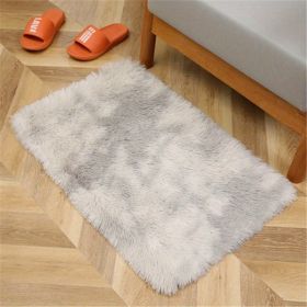 1pc, Tie-Dyed Plush Shag Furry Area Rug for Bedroom, Living Room, Nursery, and Kids Room - Ultra Soft and Fluffy, Washable, Non-Shedding (Color: Tie-dye Light Gray, size: 19.69*31.5inch)