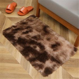 1pc, Tie-Dyed Plush Shag Furry Area Rug for Bedroom, Living Room, Nursery, and Kids Room - Ultra Soft and Fluffy, Washable, Non-Shedding (Color: Tie-dye Brown, size: 23.62*35.43inch)