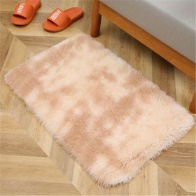 1pc, High Pile Tie-Dyed Shaggy Rug for Living Room and Bedroom - Fire Retardant, Machine Washable, Anti-Skid, Faux Fur (Color: Tie-dye Beige, size: 15.75*23.62inch)