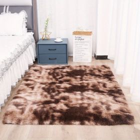 1pc, High Pile Tie-Dyed Shaggy Rug for Living Room and Bedroom - Fire Retardant, Machine Washable, Anti-Skid, Faux Fur (Color: Tie-dye Brown, size: 31.5*62.99inch)