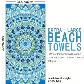 1pc Boho Sandproof Beach Towels, Vacation Beach Accessories, Fast Dry Beach Accessories, For Travel Swim Pool Yoga Camping, Bathroom Accessories (Color: Mandala 63x31.5 Inch)