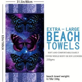 1pc Boho Sandproof Beach Towels, Vacation Beach Accessories, Fast Dry Beach Accessories, For Travel Swim Pool Yoga Camping, Bathroom Accessories (Color: Biger Butterfly 63x31.5”)