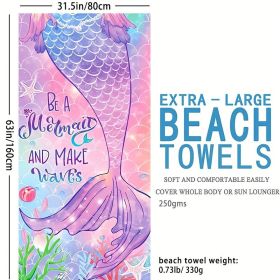 1pc Boho Sandproof Beach Towels, Vacation Beach Accessories, Fast Dry Beach Accessories, For Travel Swim Pool Yoga Camping, Bathroom Accessories (Color: Biger Mermaid#1 63x31.5”)