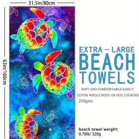 1pc Boho Sandproof Beach Towels, Vacation Beach Accessories, Fast Dry Beach Accessories, For Travel Swim Pool Yoga Camping, Bathroom Accessories (Color: Biger Turtle  63x31.5”)