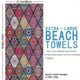 1pc Boho Sandproof Beach Towels, Vacation Beach Accessories, Fast Dry Beach Accessories, For Travel Swim Pool Yoga Camping, Bathroom Accessories (Color: 63“x31.5”)