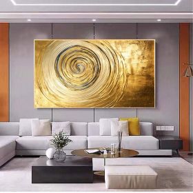 Hand Painted Oil Painting Original Gold Texture Oil Painting on Canvas Large Wall Art Abstract Minimalist Painting Golden Decor Custom Painting Living (Style: 01, size: 150X220cm)