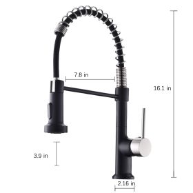 The new model is beautiful and durable Single Handle Pull-Down Sprayer Kitchen Faucet in Black+Gold (Color: Black+Nickel)