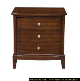 Dark Cherry Finish 1pc Nightstand of 3x Drawers Satin Nickel Tone Knobs Transitional Style Bedroom Furniture (Color: Brown Mix)