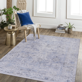 Area Rug 4x6, Washable Rug, Low-Pile, Non-Slip, Non-Shedding, Foldable, Kid & Pet Friendly - Area Rugs for living room, bedroom, kitchen (Color: as Pic)