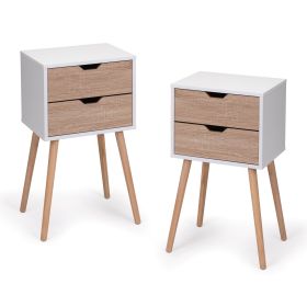 Nightstand with 2 Drawers, Bedside Tables with Solid Wood Legs and Storage, End Table, Side Table, Bedside Furniture for Bedroom, Living Room (Color: As Picture)