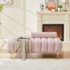 Modern End of Bed Bench Upholstered Teddy Entryway Ottoman Bench Fuzzy Sofa Stool Footrest Window Bench with Gold Metal Legs for living room