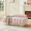 Modern End of Bed Bench Upholstered Teddy Entryway Ottoman Bench Fuzzy Sofa Stool Footrest Window Bench with Gold Metal Legs for living room