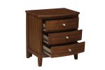 Dark Cherry Finish 1pc Nightstand of 3x Drawers Satin Nickel Tone Knobs Transitional Style Bedroom Furniture